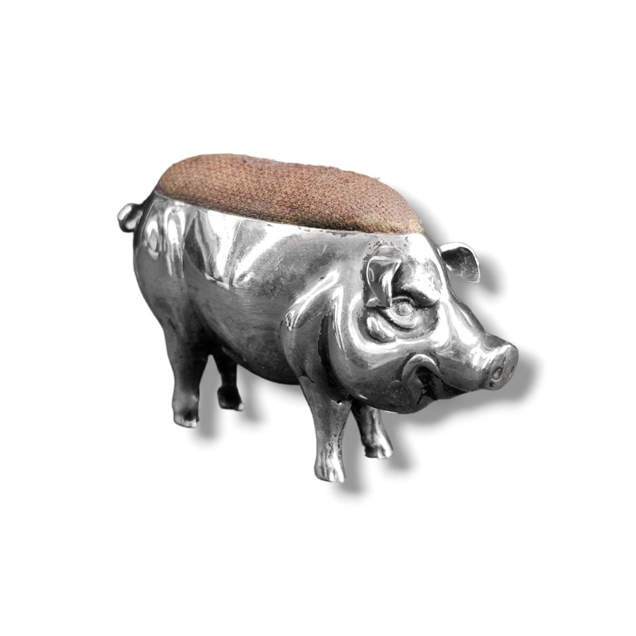 Edwardian Silver Pig Pin Cushion