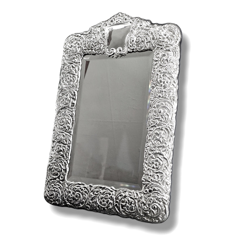 Vintage Ornate Silver Table Mirror