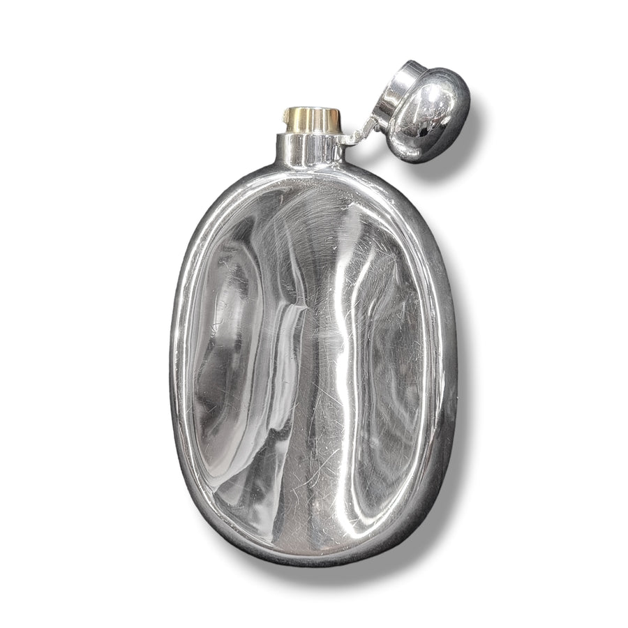 1930's Silver Oval Hip Flask