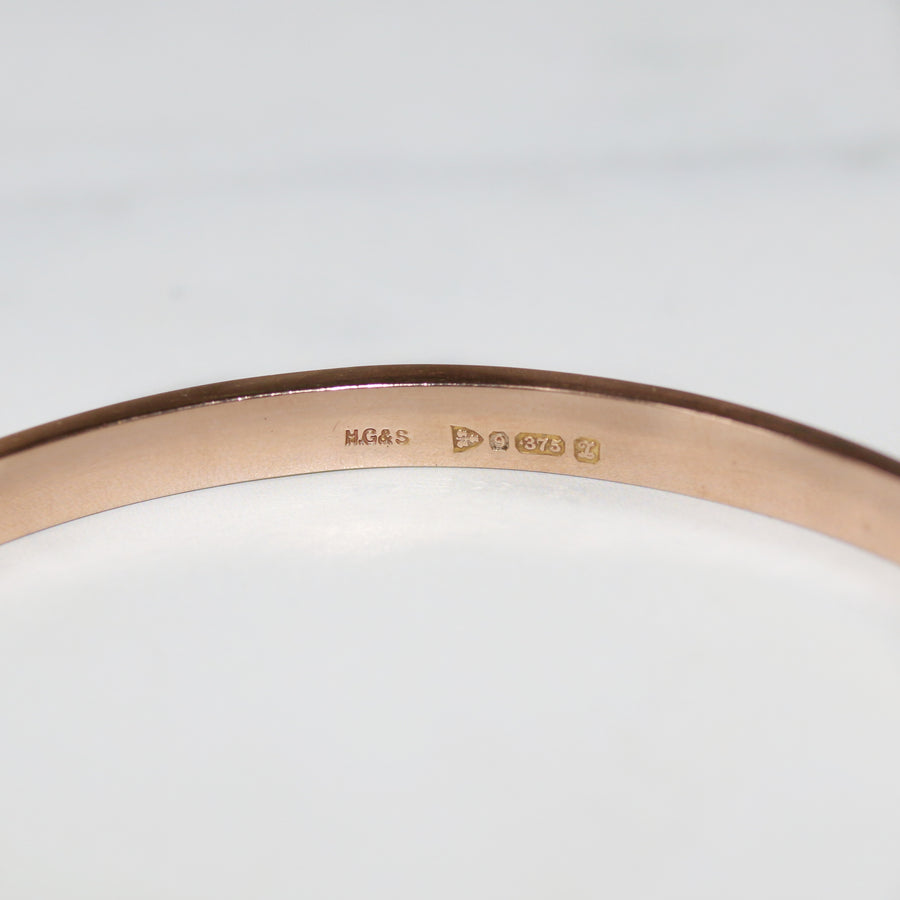 Antique Chester 9ct rose gold bangle