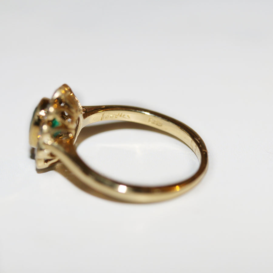 18ct Yellow Gold Emerald & Diamond Cluster Ring