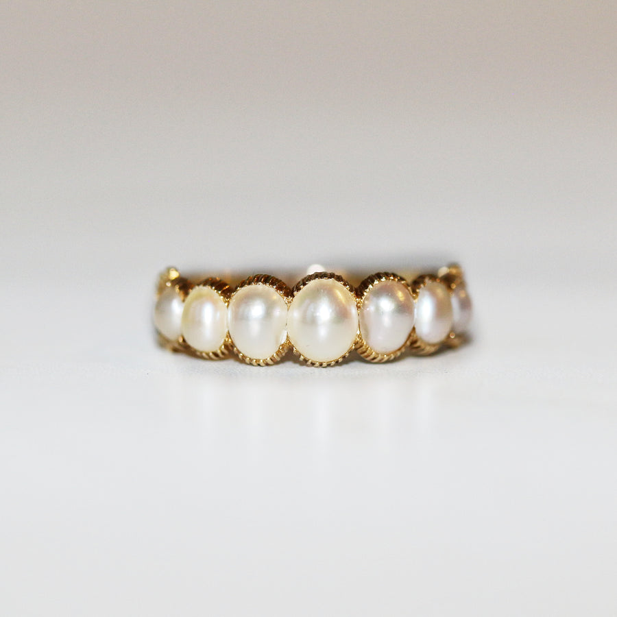 18ct Yellow Gold 7 Pearl Dress Ring