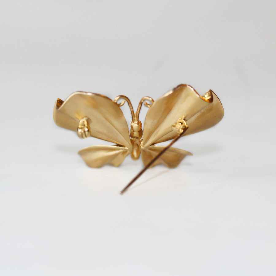 9ct yellow gold butterfly brooch