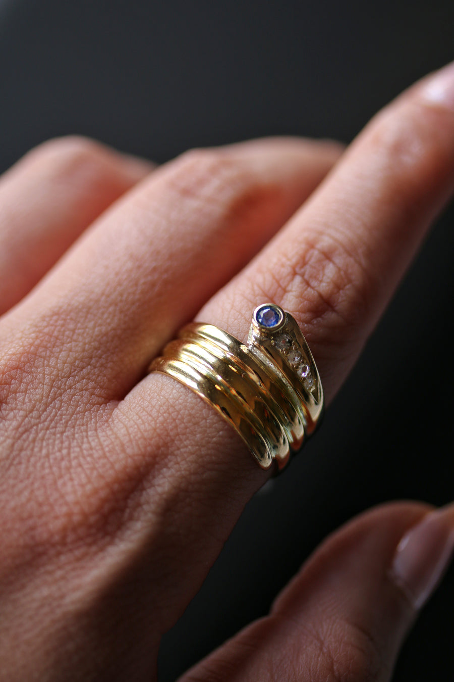 18ctDiamond & Sapphire Snake Ring