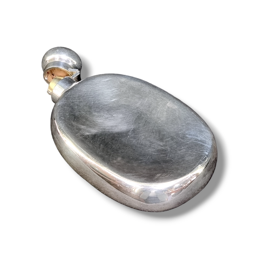 1930's Silver Oval Hip Flask