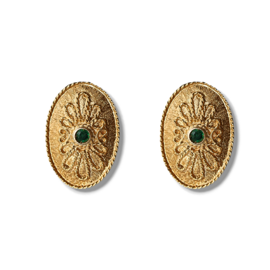 18ct Yellow Gold Emerald Earrings