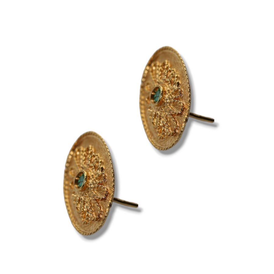 18ct Yellow Gold Emerald Earrings