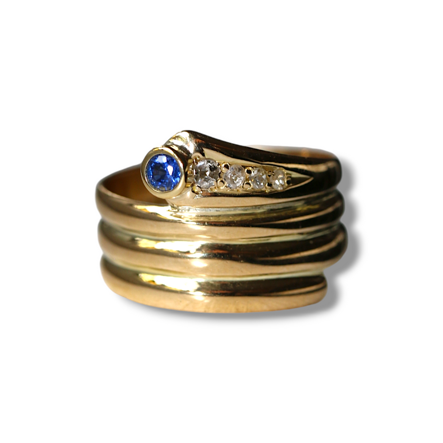 18ctDiamond & Sapphire Snake Ring