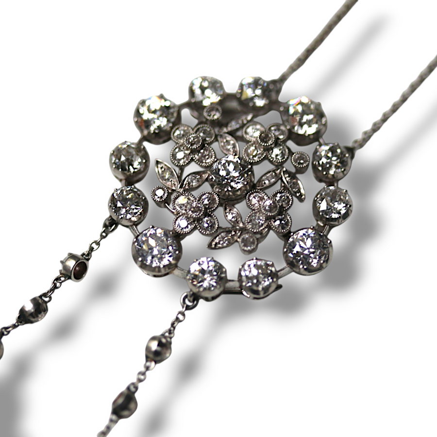 5.50ct Old Mine Cut Diamond Negligee Necklace