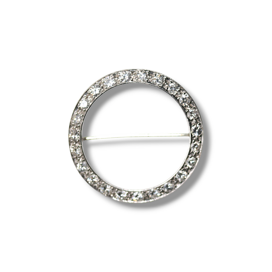 Circular diamond set brooch