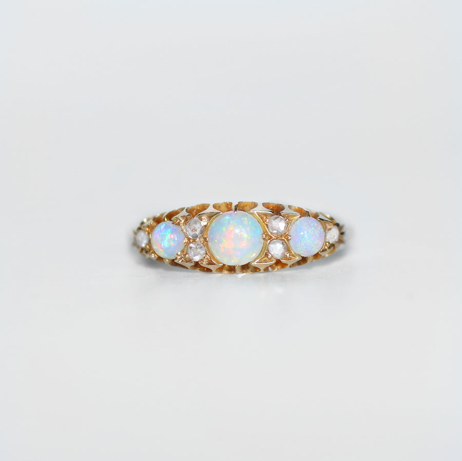 18ct Yellow Gold Opal and Diamond Dress Ring