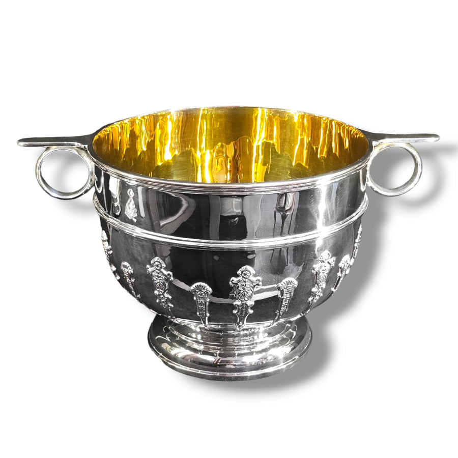 Heavy Gilded Silver Punch Bowl