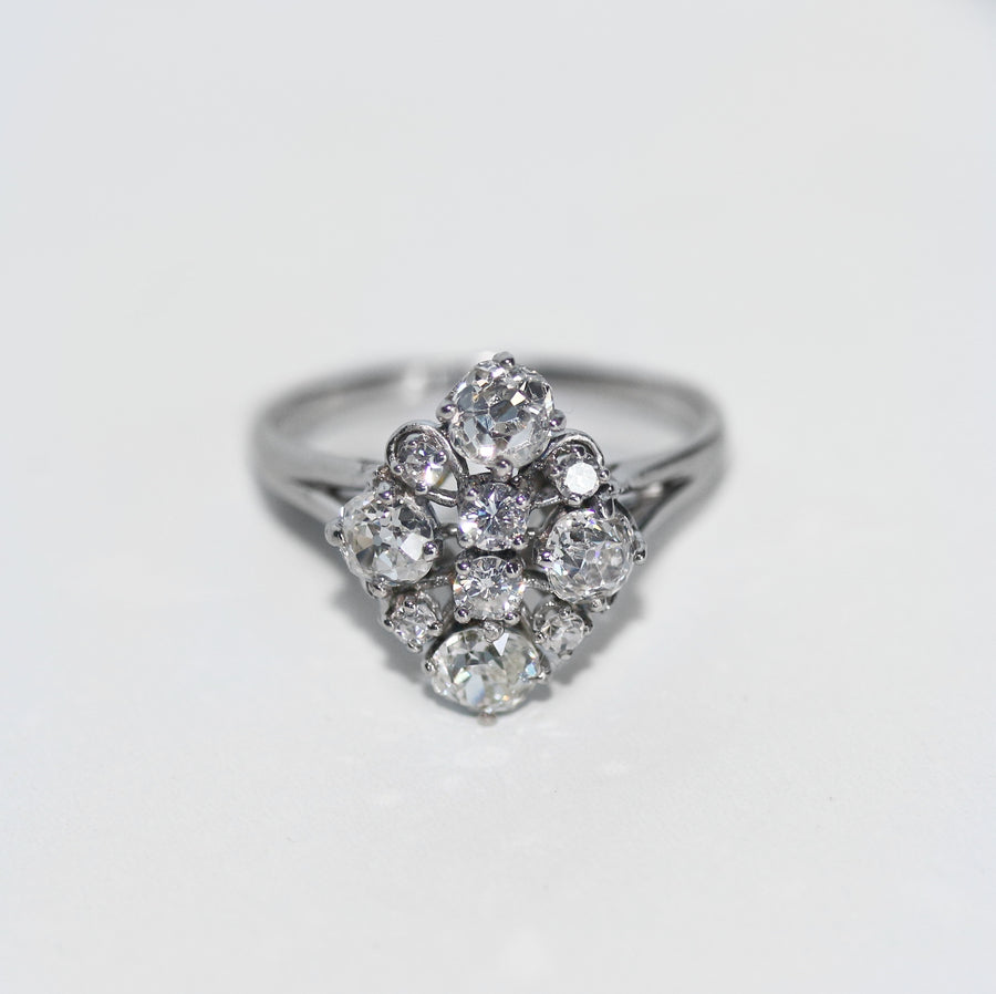 2.00ct Old Mine Cut Diamond Cluster Ring