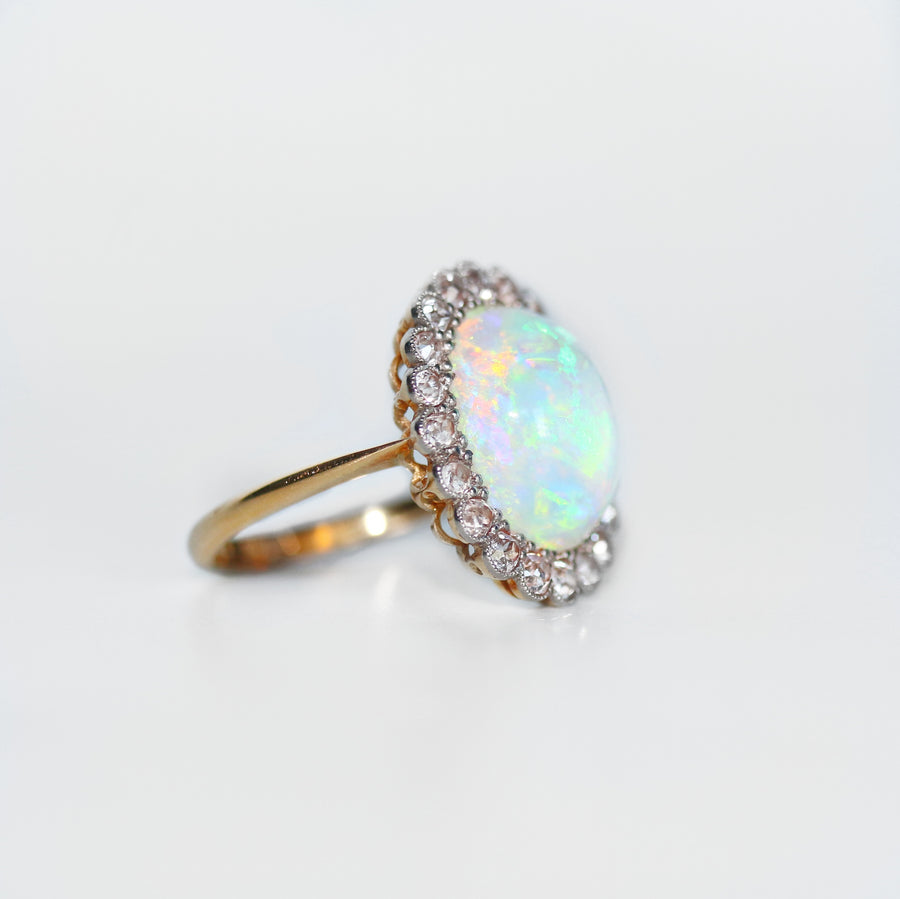 Cabochon Opal and Diamond Dress ring