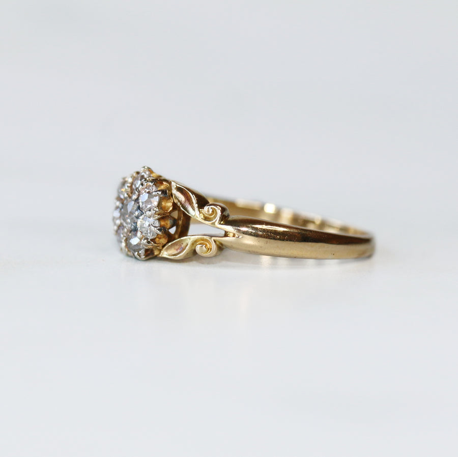 18ct Yellow Gold Diamond Flower Cluster Ring