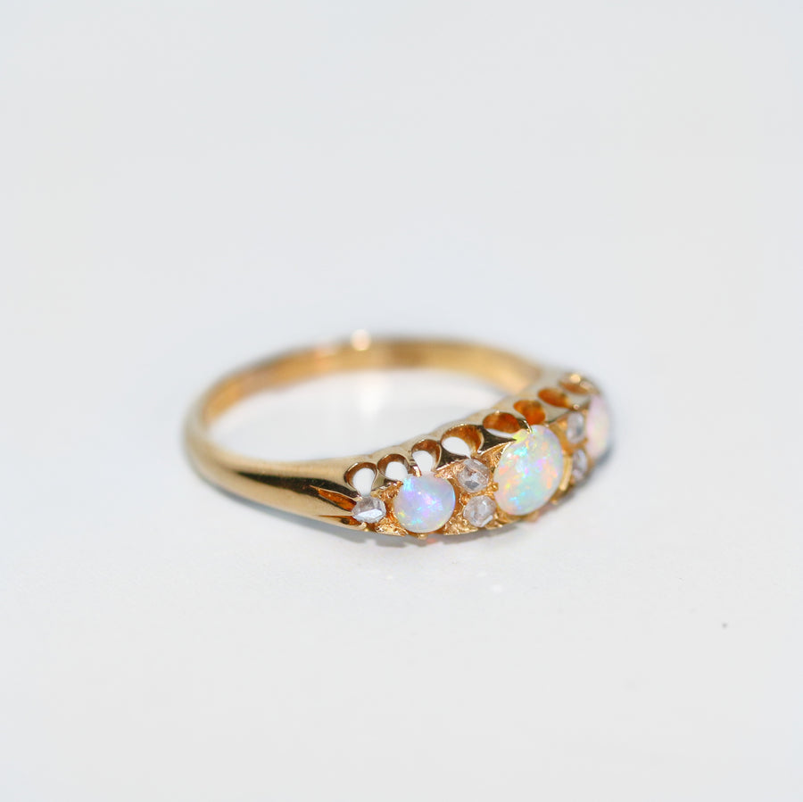 18ct Yellow Gold Opal and Diamond Dress Ring