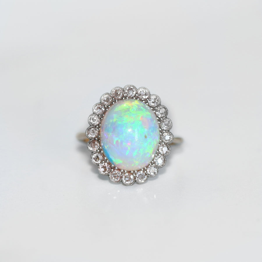 Cabochon Opal and Diamond Dress ring