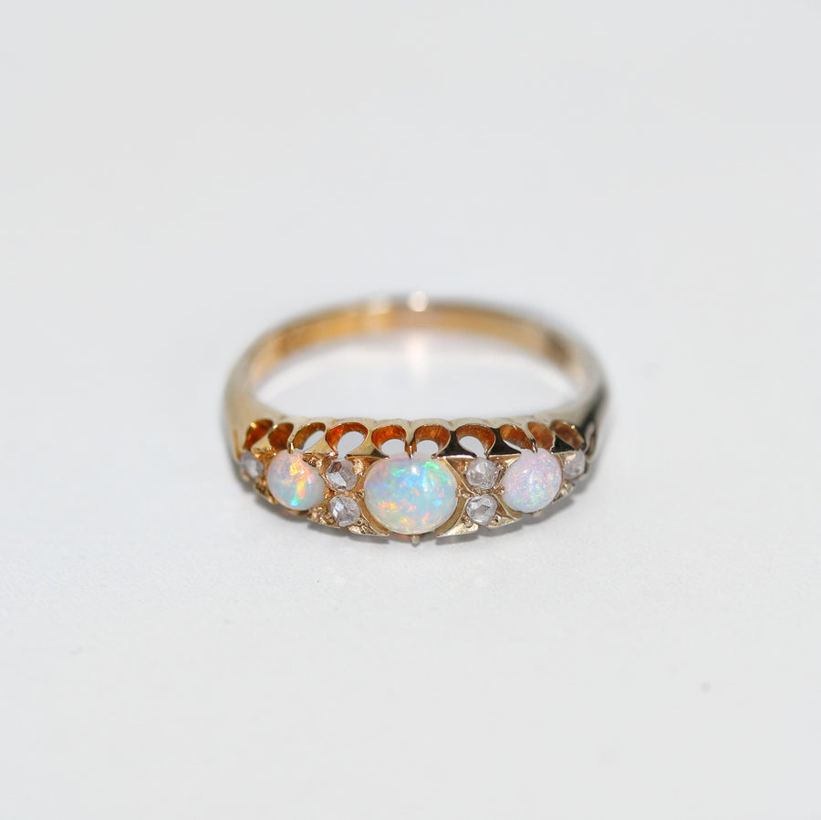 18ct Yellow Gold Opal and Diamond Dress Ring