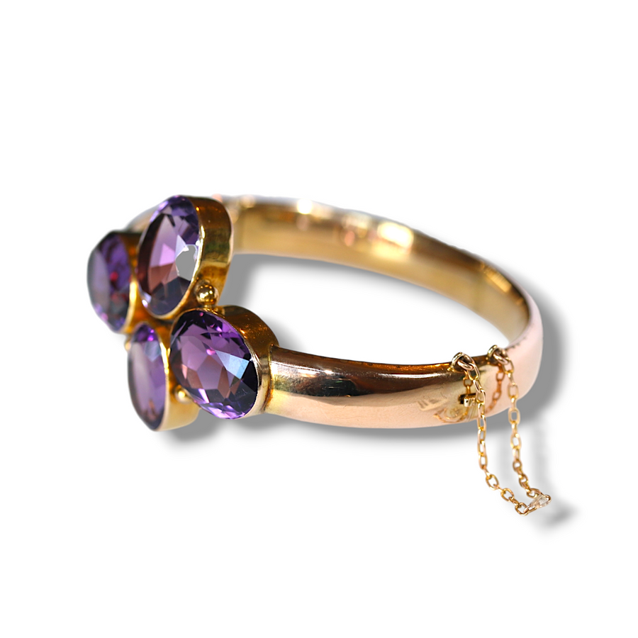 Victorian Rose Gold Quad Amethyst Bangle