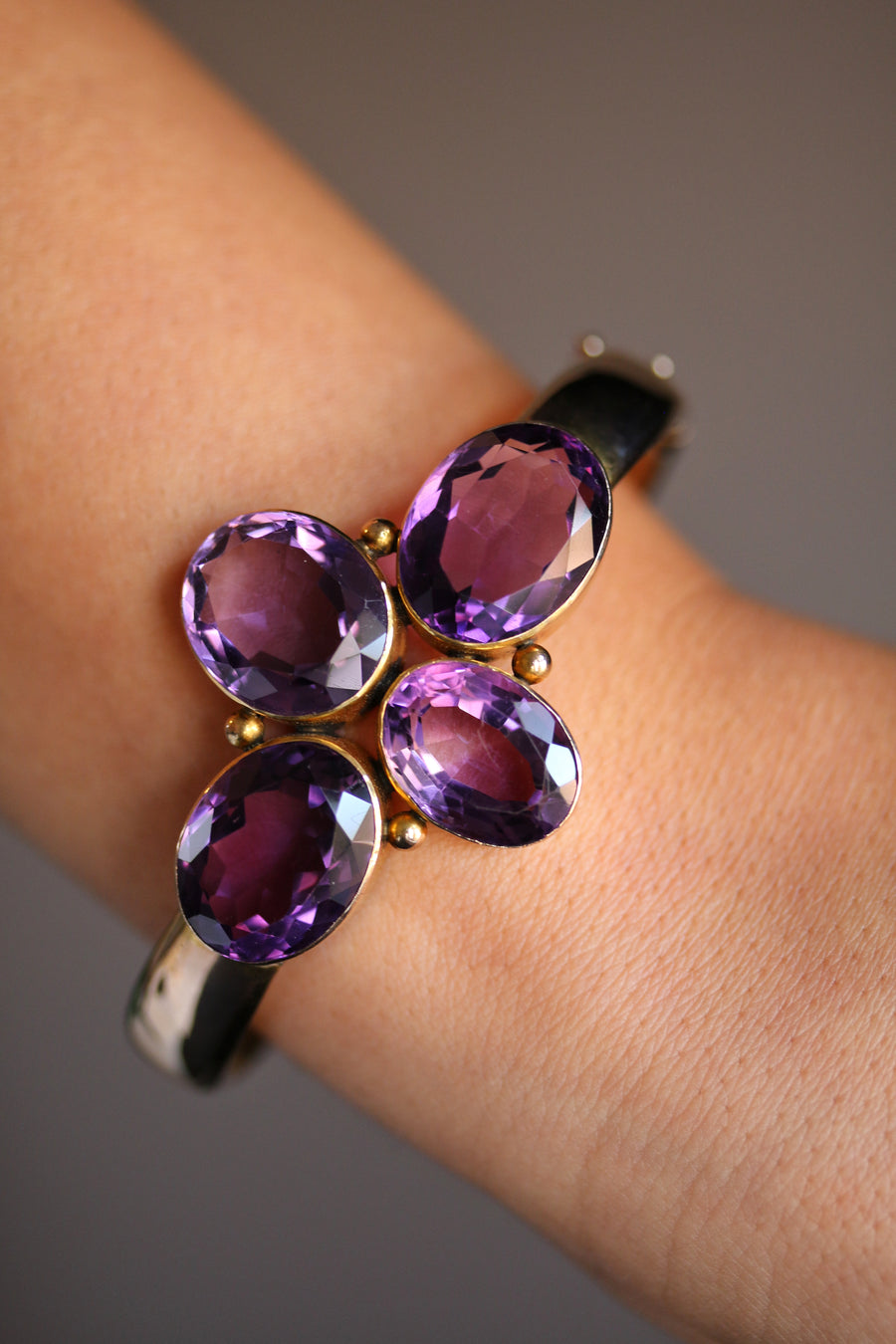 Victorian Rose Gold Quad Amethyst Bangle