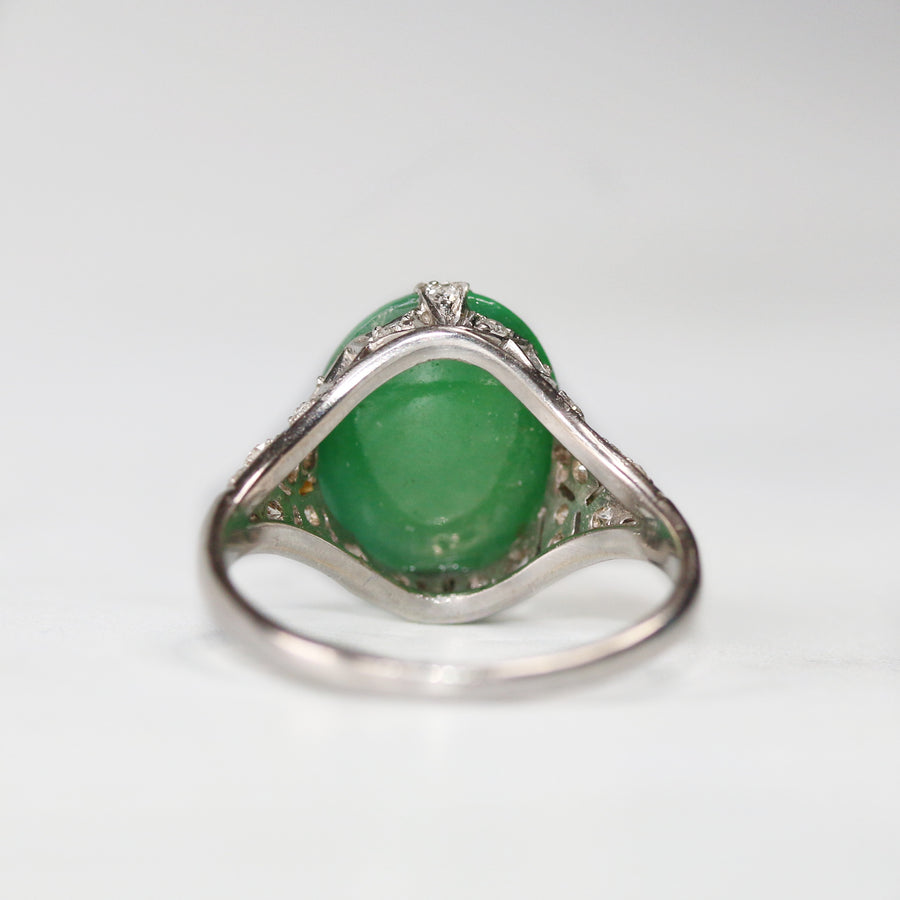 Art Deco Jade and Diamond Platinum Ring