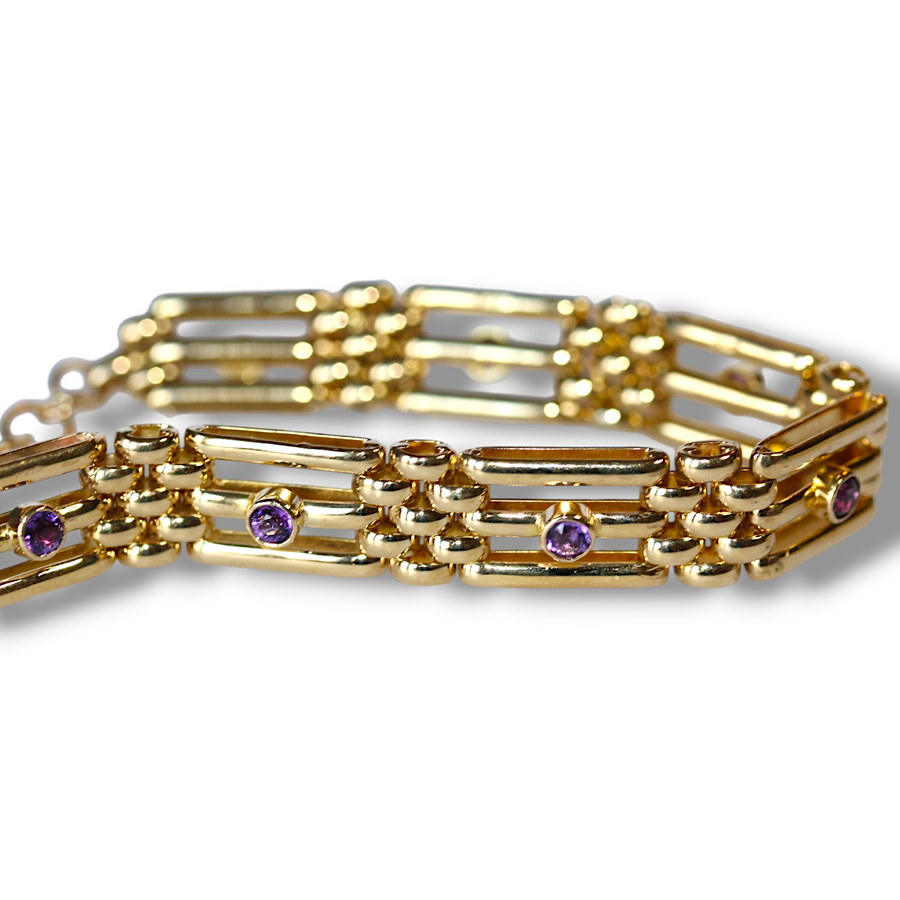 Amethyst set gate bracelet