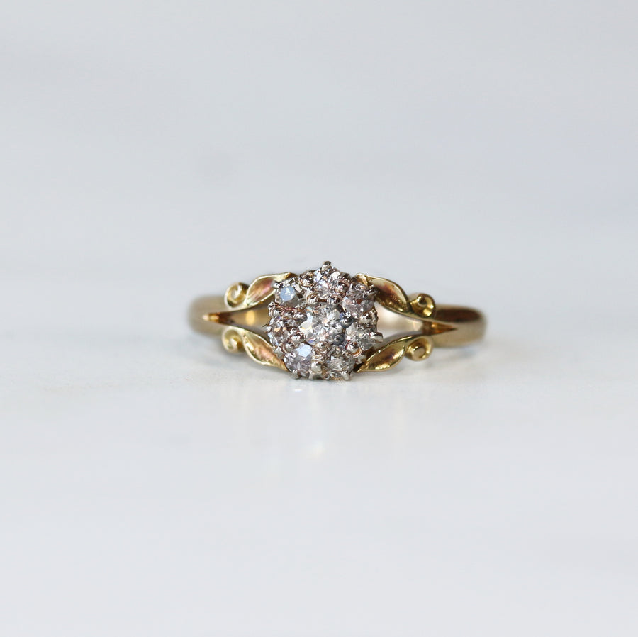 18ct Yellow Gold Diamond Flower Cluster Ring