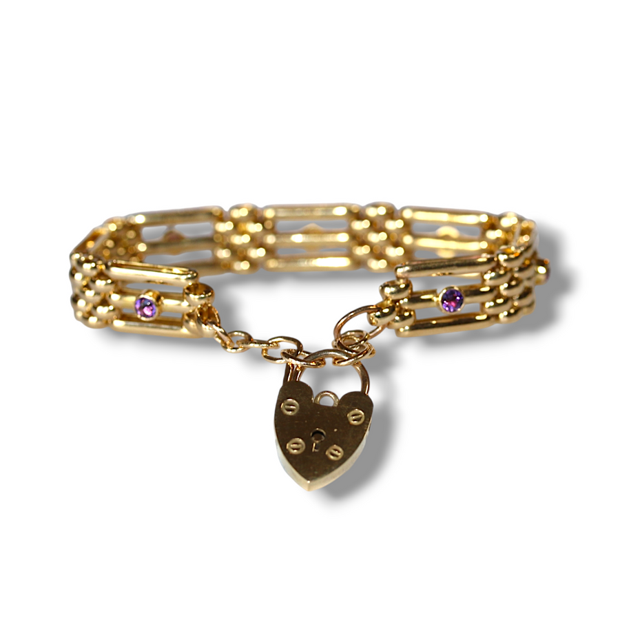 Amethyst set gate bracelet