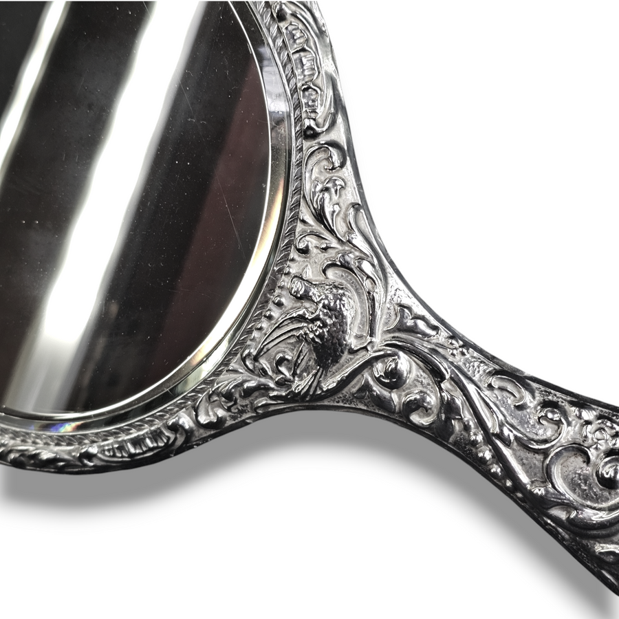 Chester 1902 Silver Embossed Hand Mirror