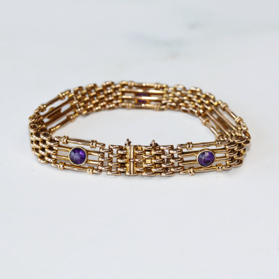 15ct Gold Amethyst & Pearl Bracelet