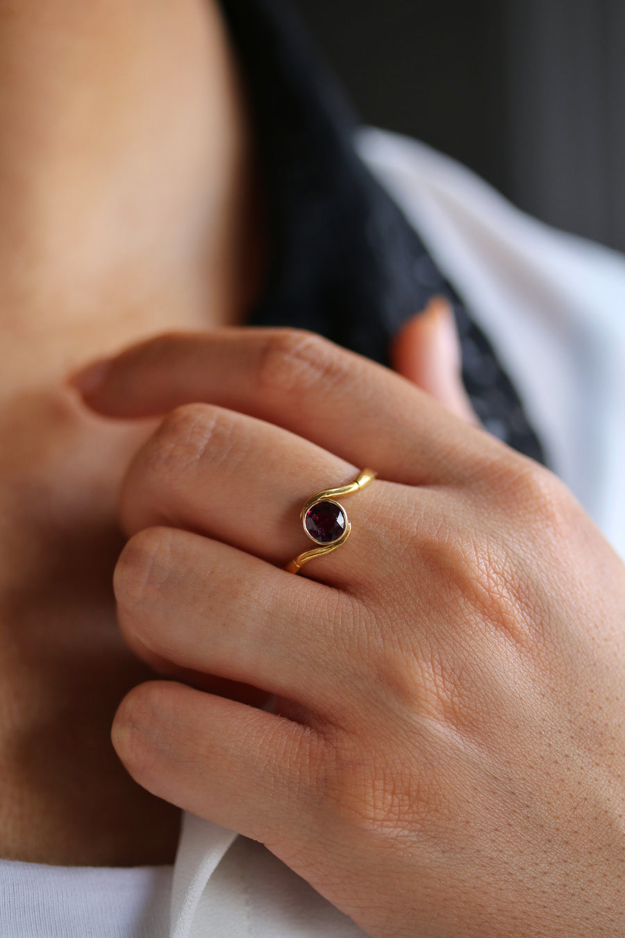 22ct Yellow Gold Almandine Garnet Ring