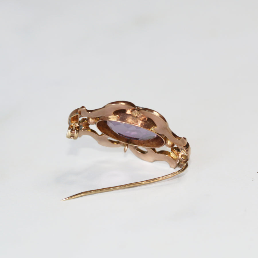 9ct Rose Gold Amethyst Brooch