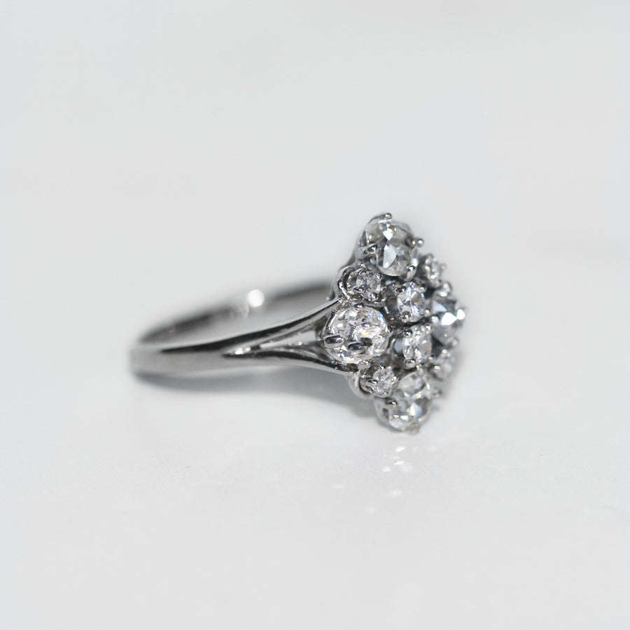 2.00ct Old Mine Cut Diamond Cluster Ring