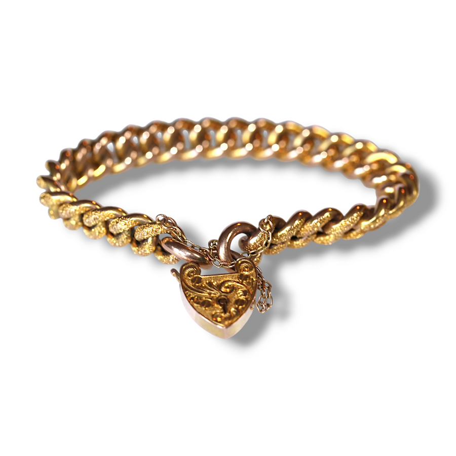 9ct Yellow Gold Ornate Padlock Bracelet