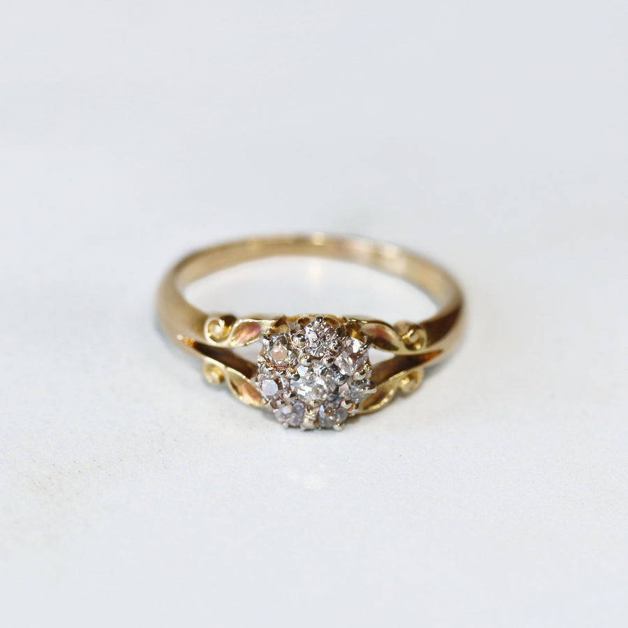 18ct Yellow Gold Diamond Flower Cluster Ring