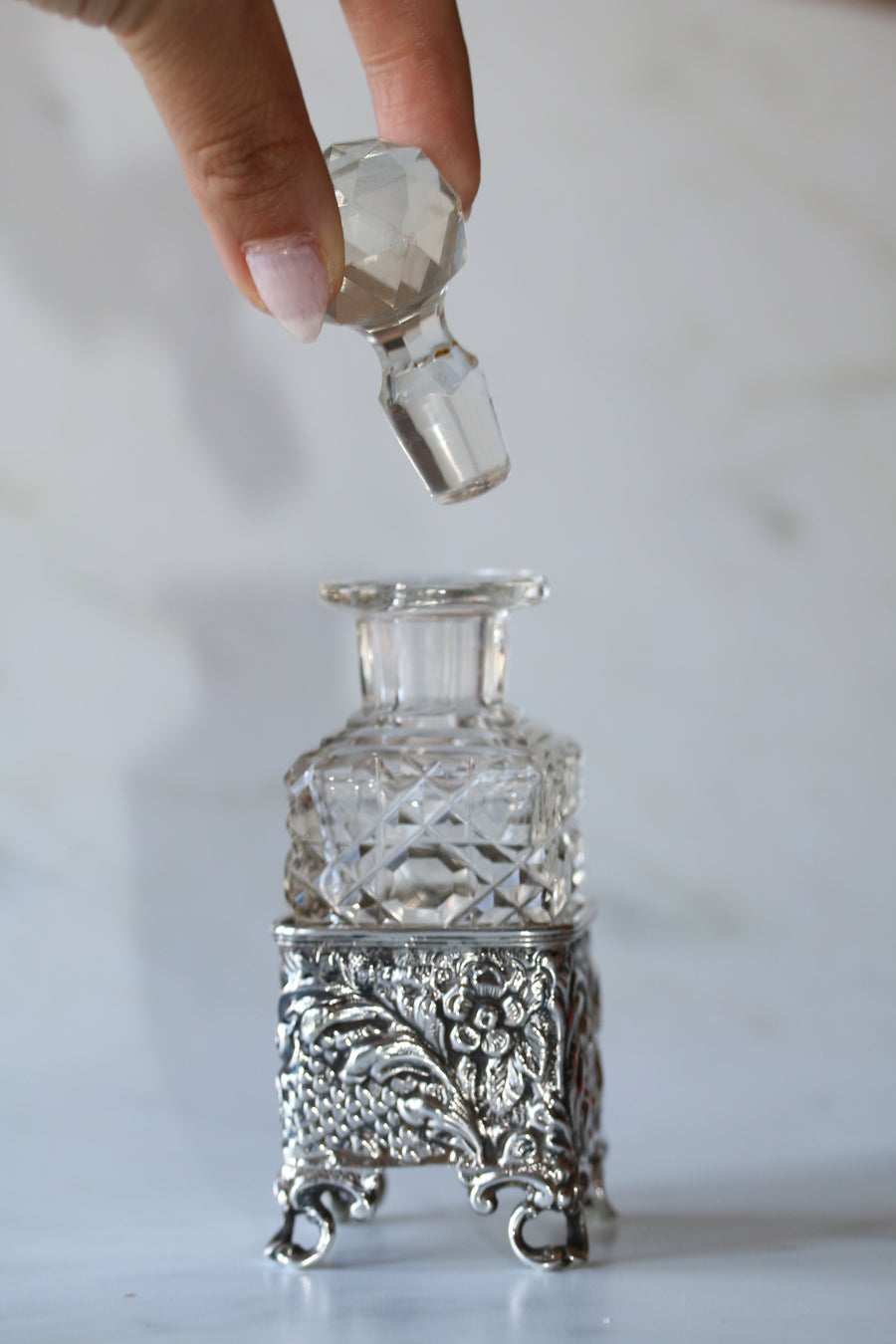 Victorian Cut Glass Chester Silver Scent Bottle