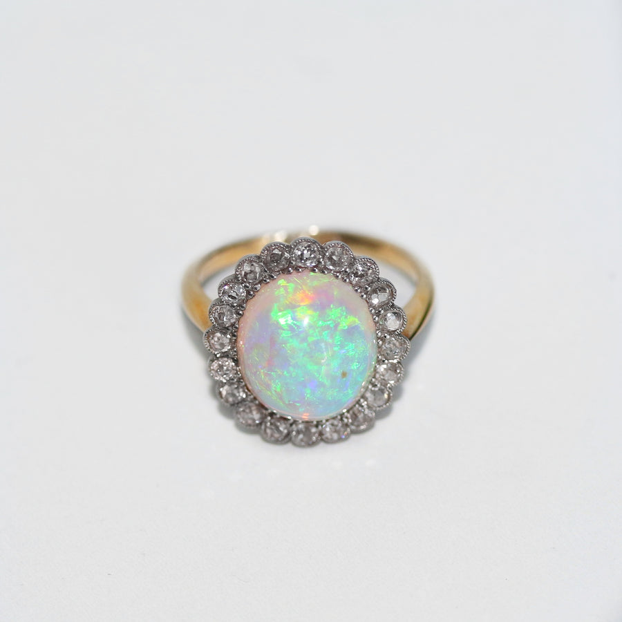 Cabochon Opal and Diamond Dress ring